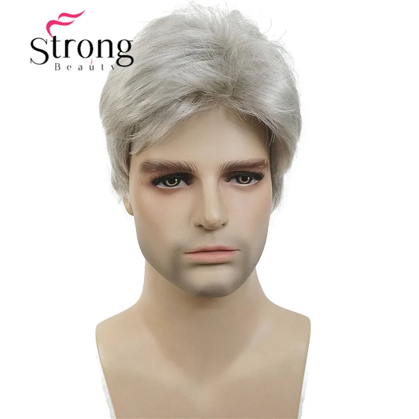 StrongBeauty Short Silver gray Wig Mens Short Synthetic Hair Wigs COLOUR CHOICES