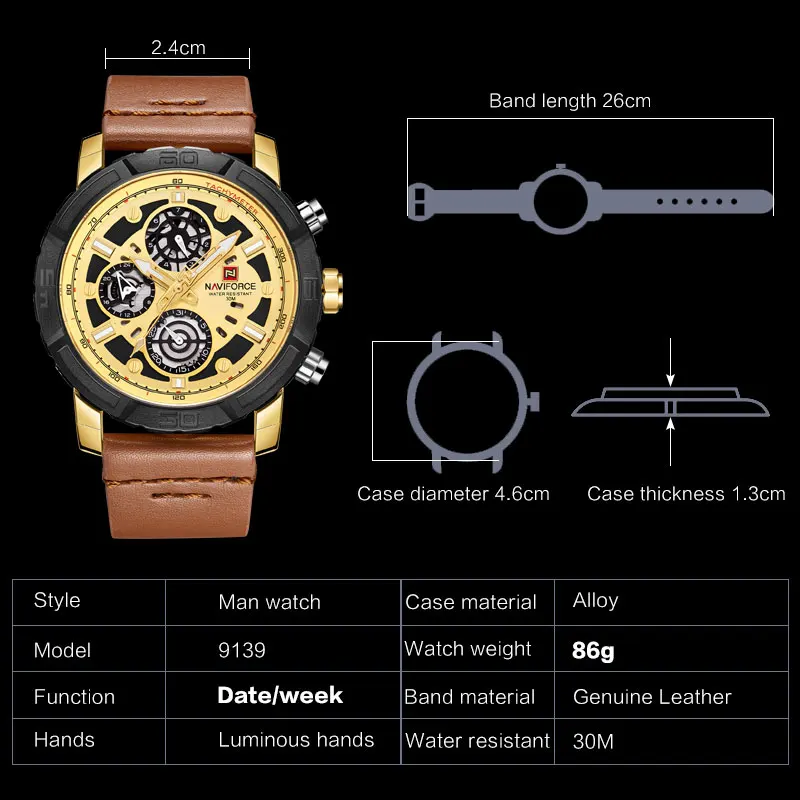 NAVIFORCE 2023 New Men Watches China Brand Luxury Sports Quartz Watch Rectangle Dials Auto Date Leather Band 30M Waterproof