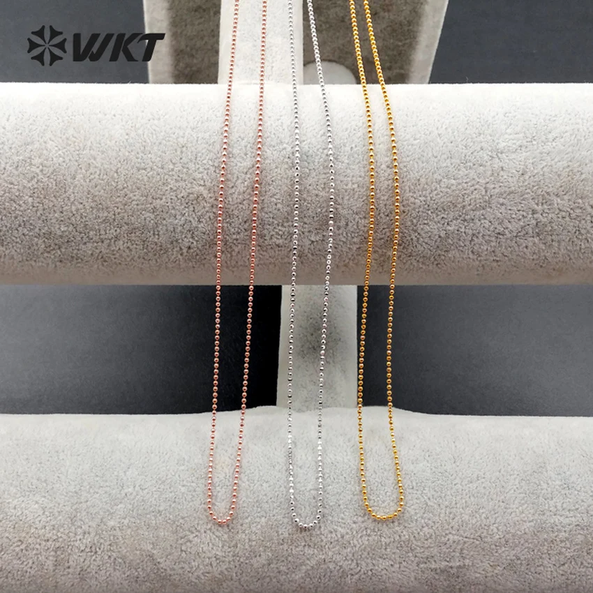 

WT-N1040 Wholesale Clasp breads Chain Necklace 18'' long brass simple chain in best plated Necklace Gift All-match Jewelry girl