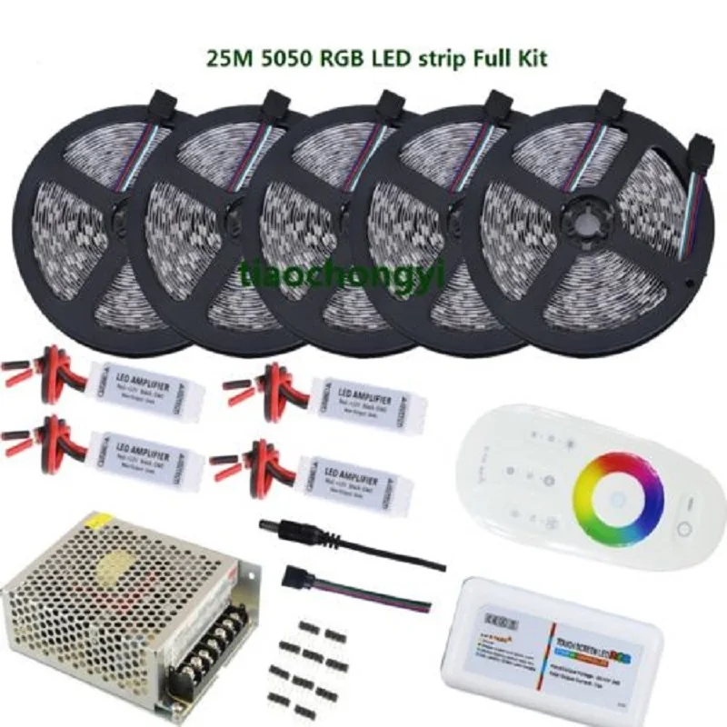 HOT DC12V 5-25M 5050 RGB LED Flexible Strip Light+2.4G Controller Remote+Amplifier