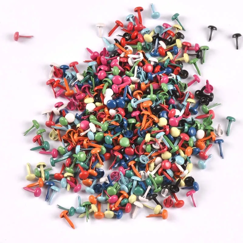 Misto Pastel Redondo Brads, Embellishment Scrapbooking, Fixador Brads, Artesanato em Metal para Decoração Sapatos, 5x10mm, CP1114, 100pcs