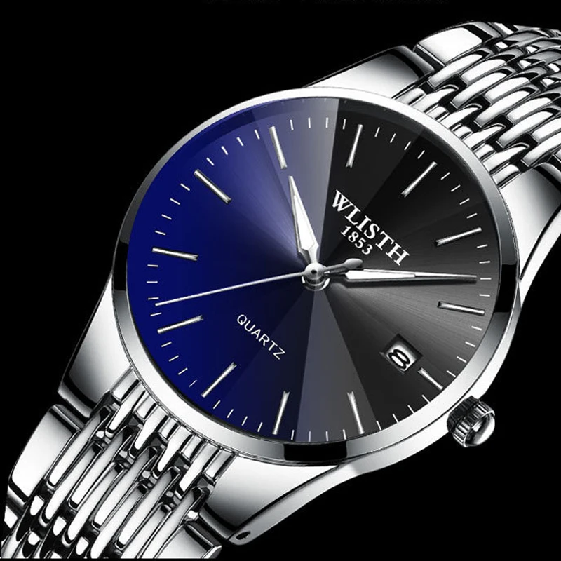 Wlisth Top Merk Luxe Mannen Dame Liefhebbers Waterdichte Volledige Steel Bedrijvengids Klok Man Quartz Ultra-Dunne Polshorloge Relogio masculino