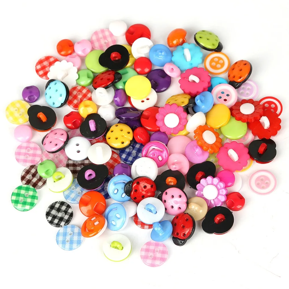 20-200PCS 2-4 Holes Plastic Resin Buttons Kid\'s Apparel Sewing Accessories Multicolor Animal/Flower Mix Shape  DIY scrapbooking