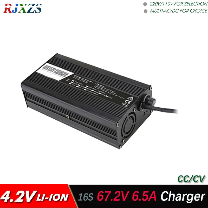 

67.2V 6.5A charger for 16S lipo/ lithium Polymer/ Li-ion battery pack smart charger support CC/CV mode 4.2V*16=67.2V