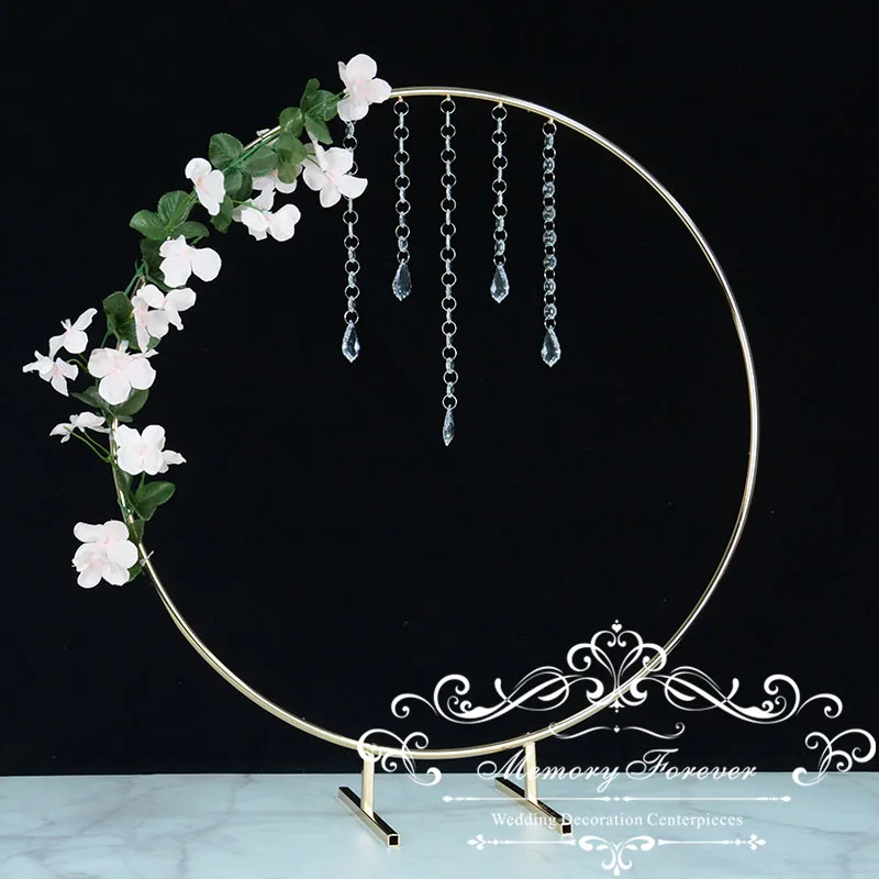 10PCS 66 cm Tall Floral Wreath Gold Flower Stand Wedding Hoop Centerpiece Round Decorative Vase Rustic Ring Display Rack