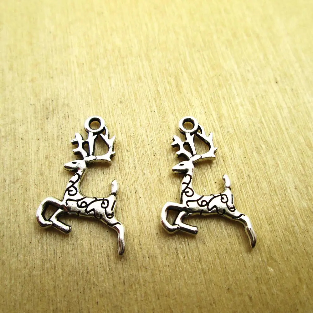 30pcs--  20x14mm Reindeer Charms  deer charm pendatns DIY necklace/ bracelets  charms antique silver tone