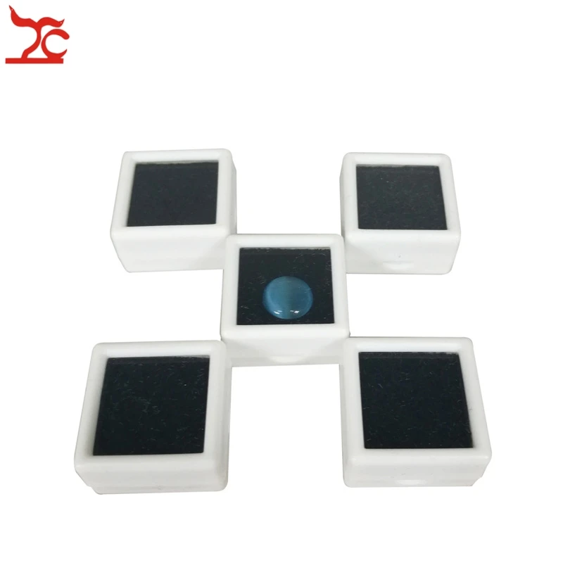 

50Pcs Plastic Loose Diamond Display Package Box Square White Gem Case Black Memory Foam Pad Beads Pendant Box Showcase 3*3*2cm