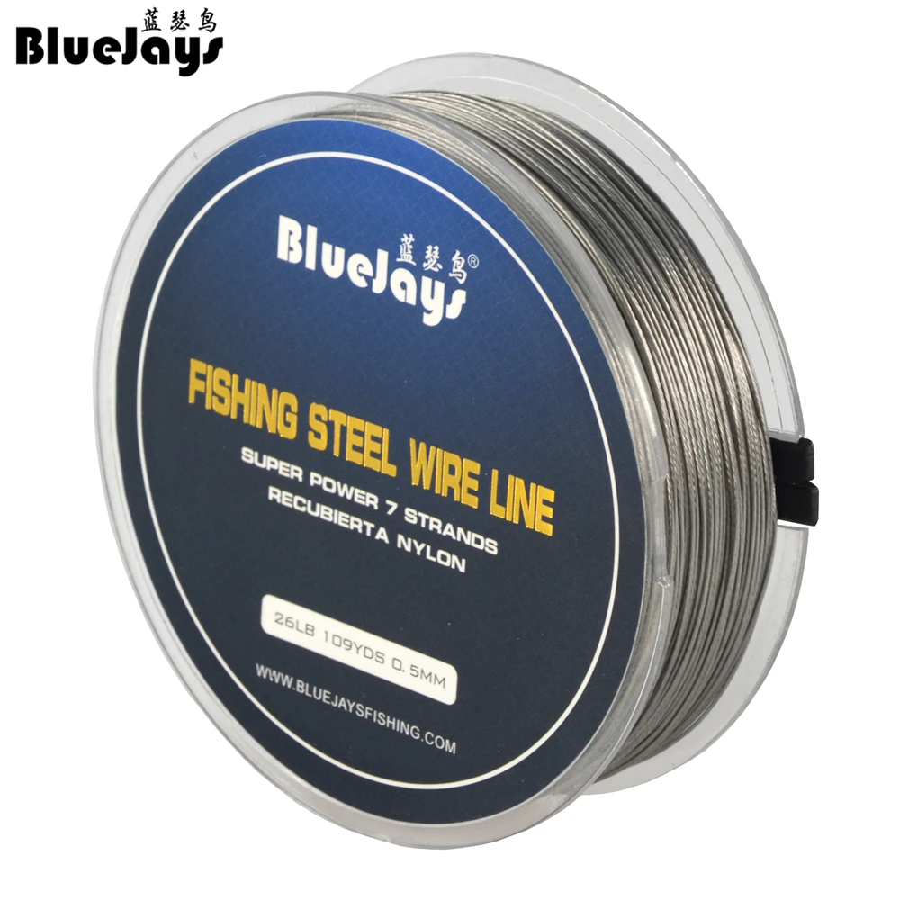 Bluejays-fio de aço para pesca, linha de pesca com 7 fios super macios de plástico à prova d\'água, 100m