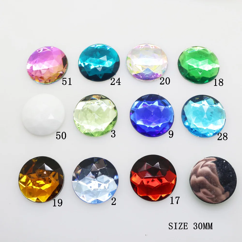 Hot 20 sztuk/partia nowy Mix kolor 30mm suknia ślubna akrylowe Rhinestone Diy Flatback szycia Strass klej na akcesoria