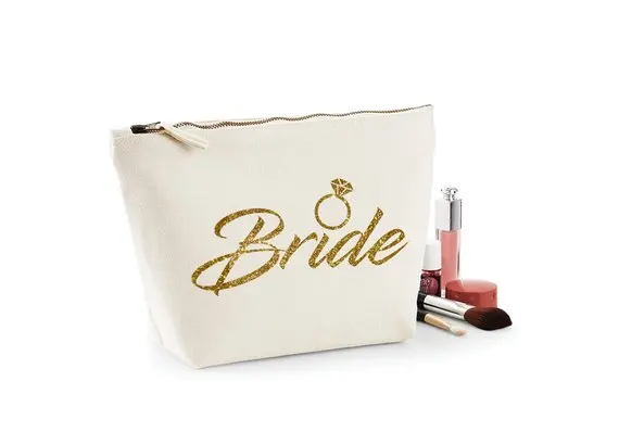 personalise glitter gold silver bride to be makeup pouches wedding Gift Make Up Cosmetic Bags Unique Gift for Bridal Party Bas