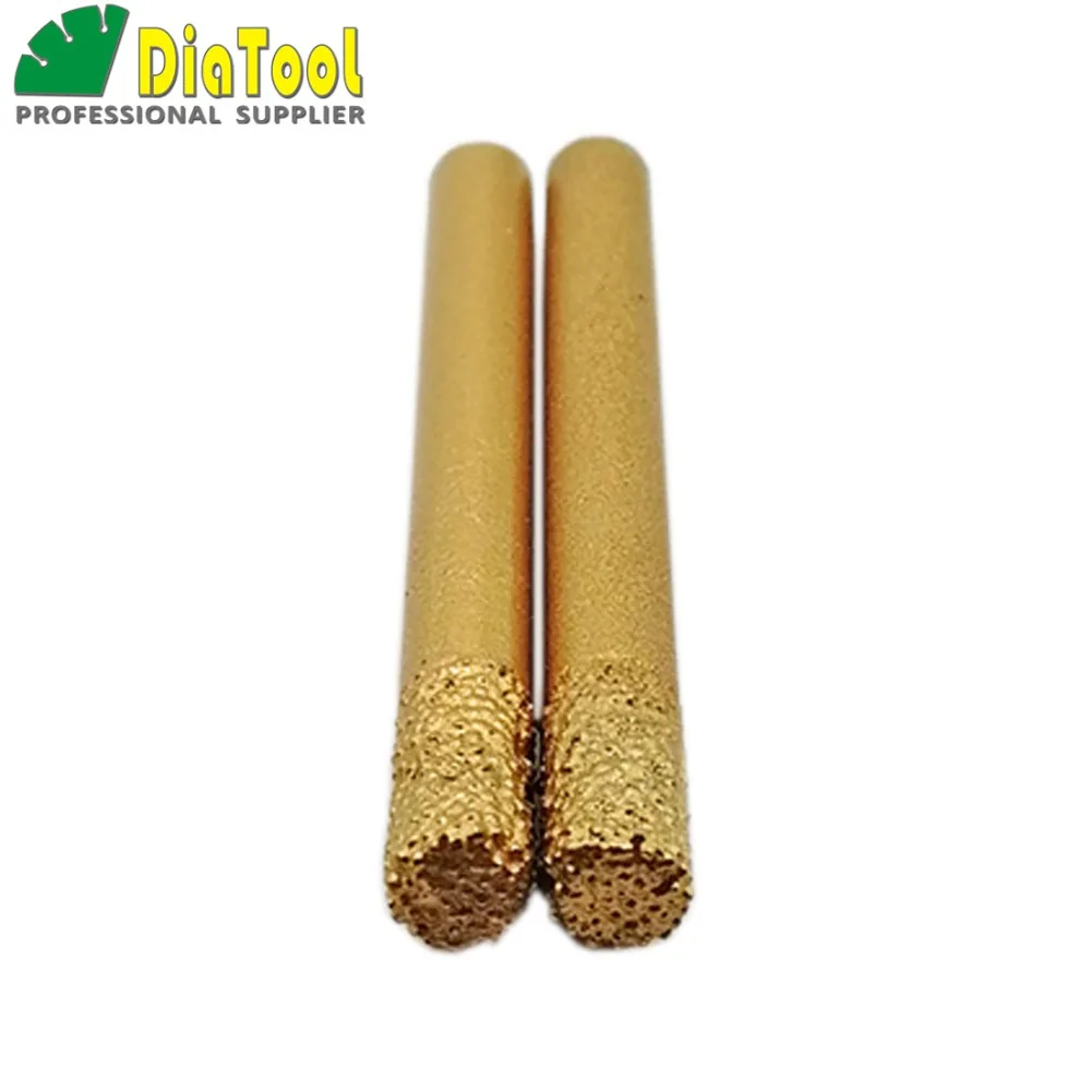 DIATOOL 2 قطعة CNC الحفر بت للحجر (6/12 مللي متر) شقة نهاية ، Striaght الماس نتوءات ، فراغ صنع من النحاس الماس نحت بت