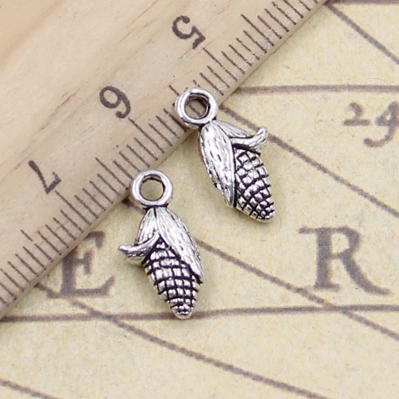 20 piezas de dijes de maíz en las orejas de mazorca 15x12mm colgantes de Color plata tibetana joyería antigua que hace DIY colgante artesanal