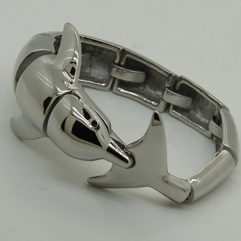 friendly extremely shiny dolphine 316L stainless steel men/boy bike bracelet