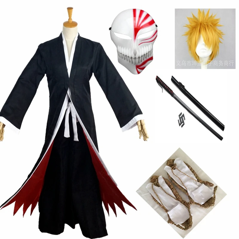 Anime Bleach Kurosaki Ichigo Fullbring New Bankai Look Cosplay Costume Halloween Carnival Ghost Costume Free Shipping