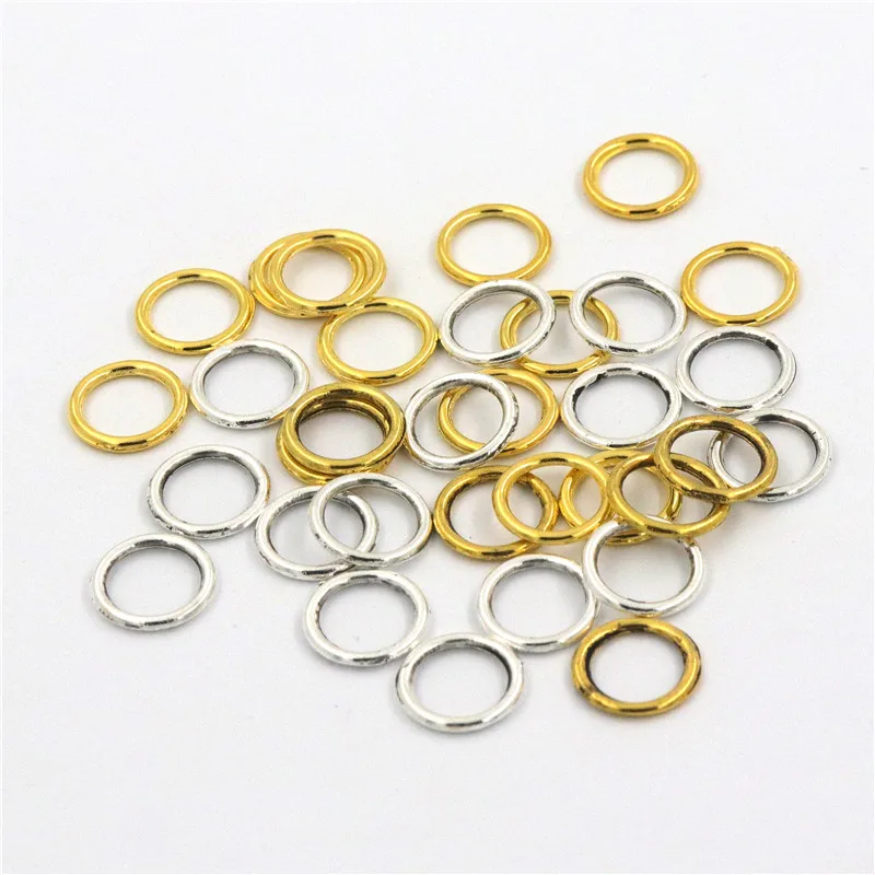100 Stück 10 mm Durchmesser, tibetisches Gold, Zinklegierung, geschlossen, gelötet, Binderinge, Kreisringverbinder, DIY-Zubehör für die Schmuckherstellung – Detail 6