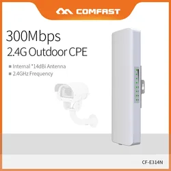 Comfast-extensor de señal de largo alcance para exteriores, puente CPE de 300Mbps, 3km, 2,4G, antena WI-FI, nanoestación 2 x 14dbi, CF-E314NV2