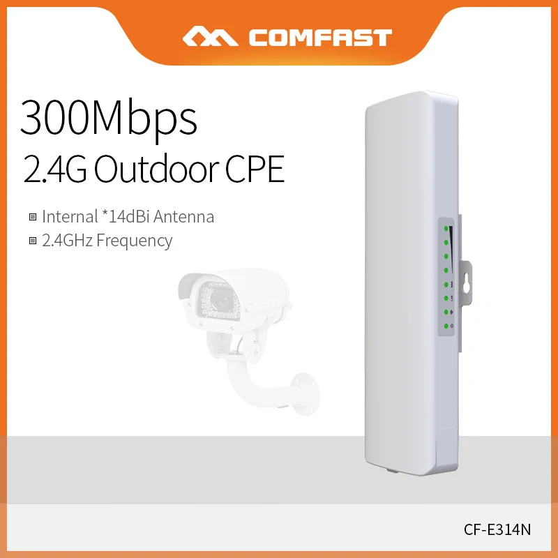 Comfast Outdoor CPE Bridge 300Mbps Long Range Signal Booster Extender 3km 2.4G WI-FI Antenna 2*14dbi Nanostation CF-E314NV2