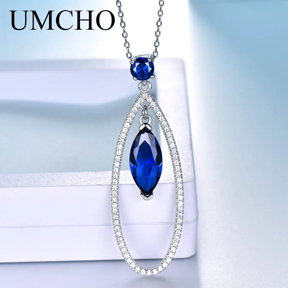 

UMCHO Luxury Woman Necklace Real 925 Sterling Silver High Quality Chain Elegant Necklace With Pendant Fine Jewelry