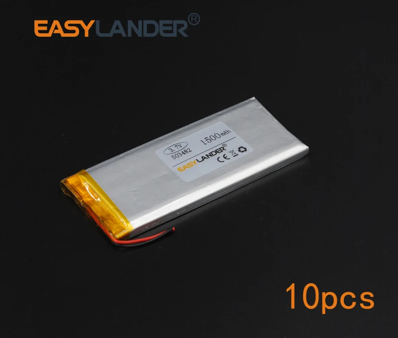 

10pcs/Lot 3.7V 1500mAh 503482 Rechargeable li Polymer Li-ion Battery For mouse recorder speaker RC toys headephone Remote 053482