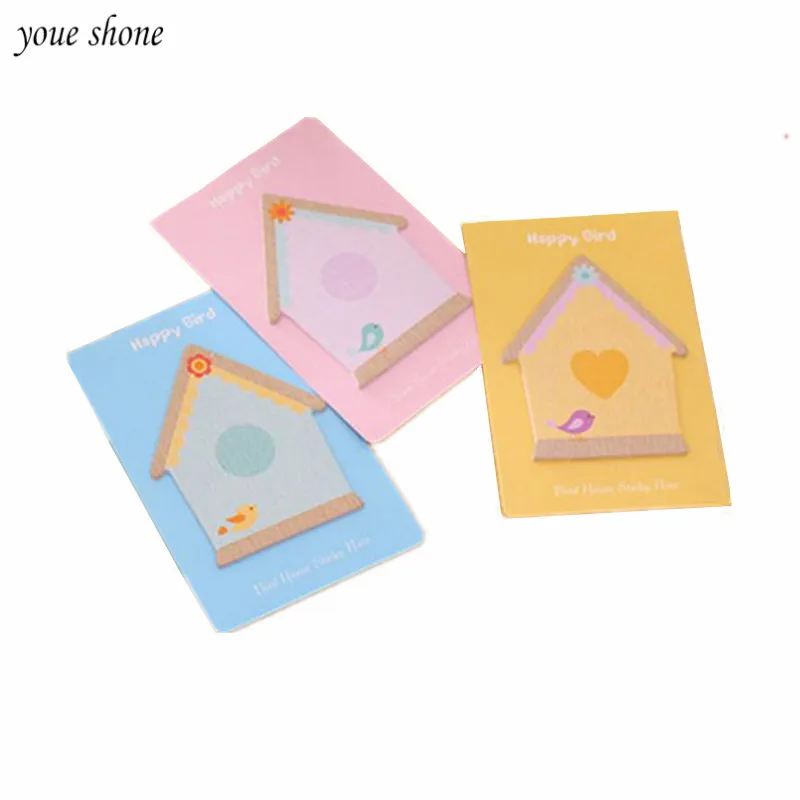 

3PCS House Style Sticky Notes Cartoon Messager Paper Sticky Notepad Memo Shaped Index Planner