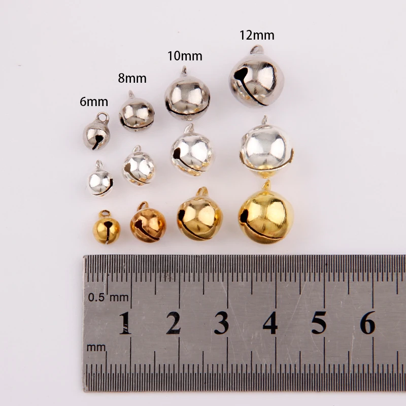 3 Colors 6/8/10/12mm Copper Ordinary Plated Jingle Bells Pendants Christmas Handmade Party DIY Crafts Accessories