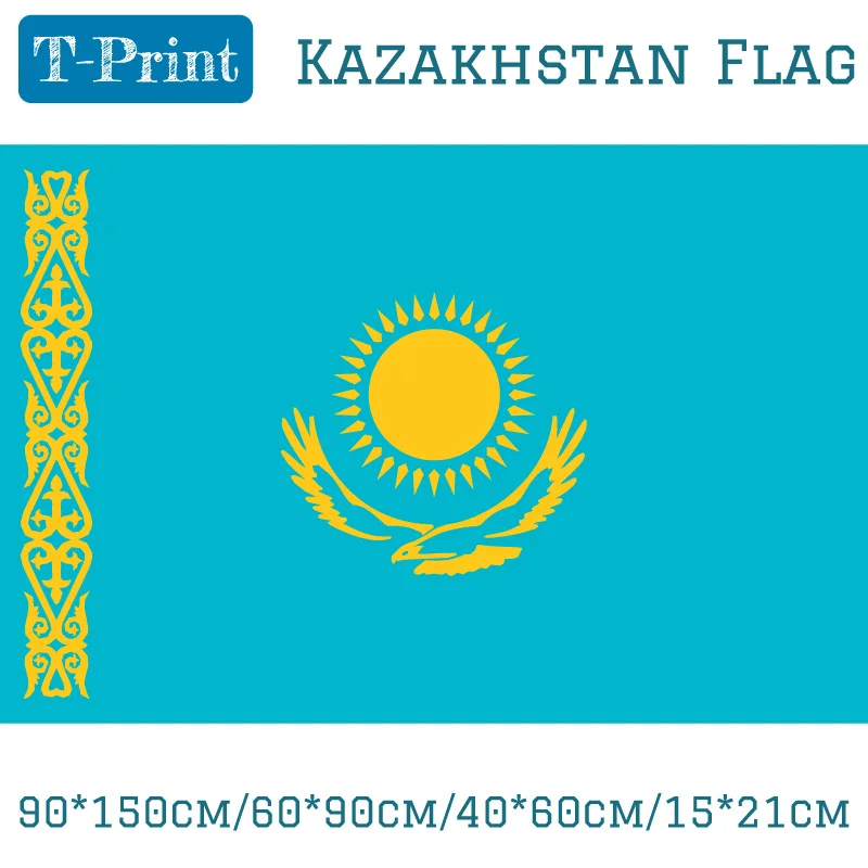 90*150cm Kazakhstan National Flag Polyester Banner For Festivals Sports meeting flag Banner and flag decoration/national flag