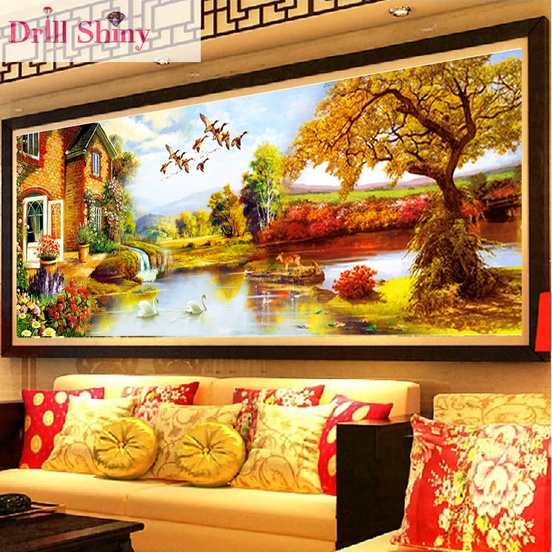 CNA 5D diy diamond painting scenery full square rhinestone drill cross stitch mosaic picture ribbon diamond embroidery landscape