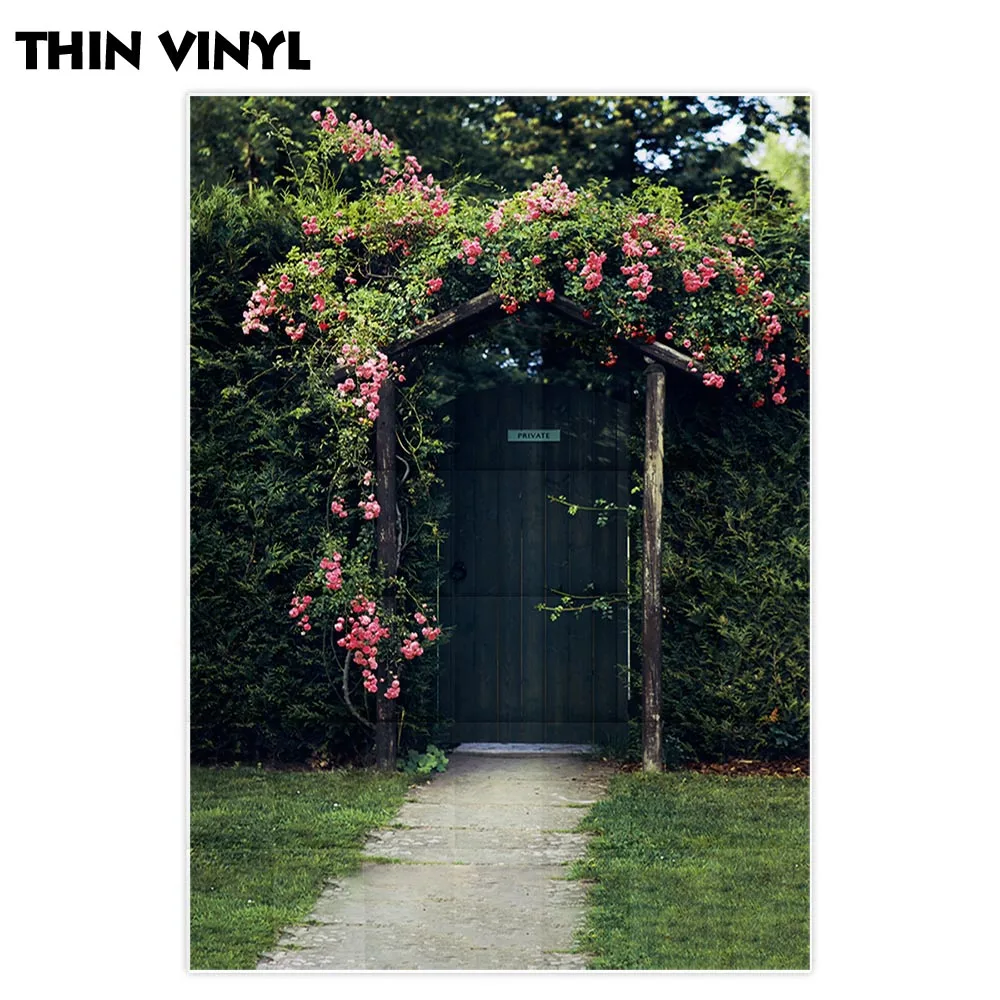 Allenjoy – arrière-plan pour photographie de mariage, jardin, parc, porte de printemps, prairie, arrière-plan romantique pour séance photo, accessoires photo