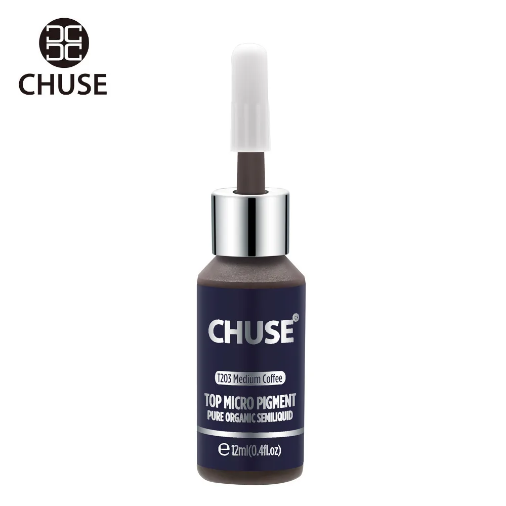 CHUSE Medium Coffee T203 Permanent Makeup Ink Eyeliner Tattoo Ink Set Eyebrow Microblading Pigment Professional 12ML 0.4oz