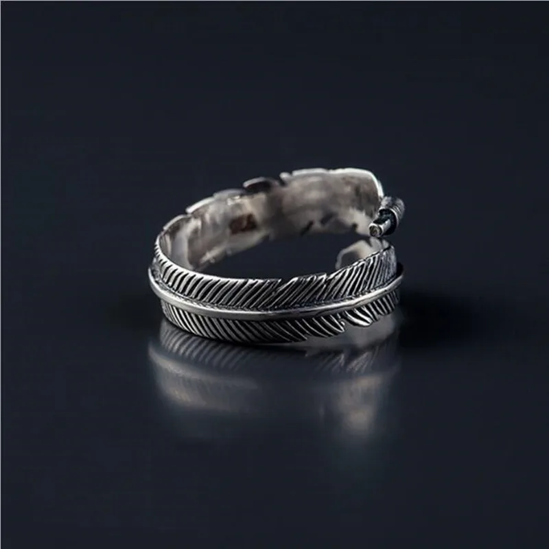 Women's Retro 925 Sterling Silver Feather Arrow Opening Ring, Unique Gift