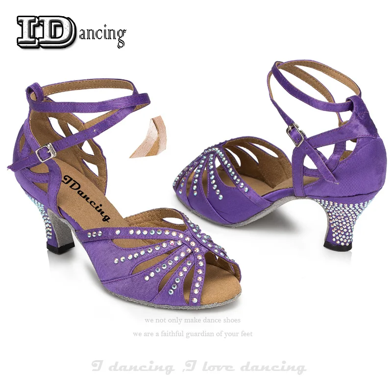 Sapatos de dança latina sapatos de dança de salão latina salsa sapatos de dança para as mulheres sapatos de tango sexy salto alto 8.5cm strass jusedanc