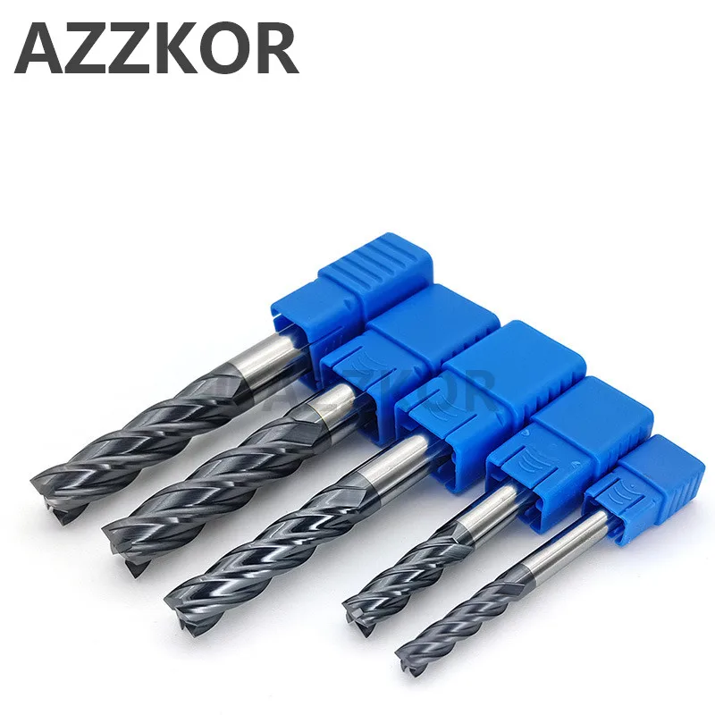 Fräser mit Legierungsbeschichtung, Wolframstahlwerkzeug 100L/150L HRC50, Verlängerte Stirnfräser, Endfräser, Top CNC AZZKOR Fräser – Detail 4