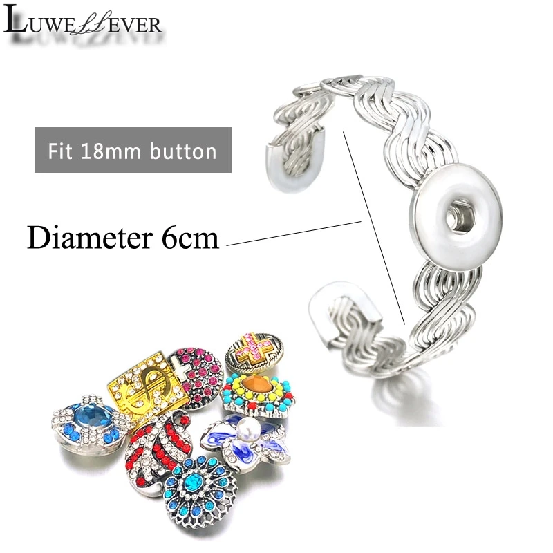 Interchangeable 152 Metal Bracelet 18mm Snap Button Charms Bangle For Women Jewelry Gift