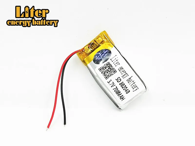 3.7V 700mAh Li-Polymer Polymer Rechargeable Accumulator 802040 Battery for Phone Dvr GPS Mp3 Mp4 Mp5 Bluetooth Speaker E-Book