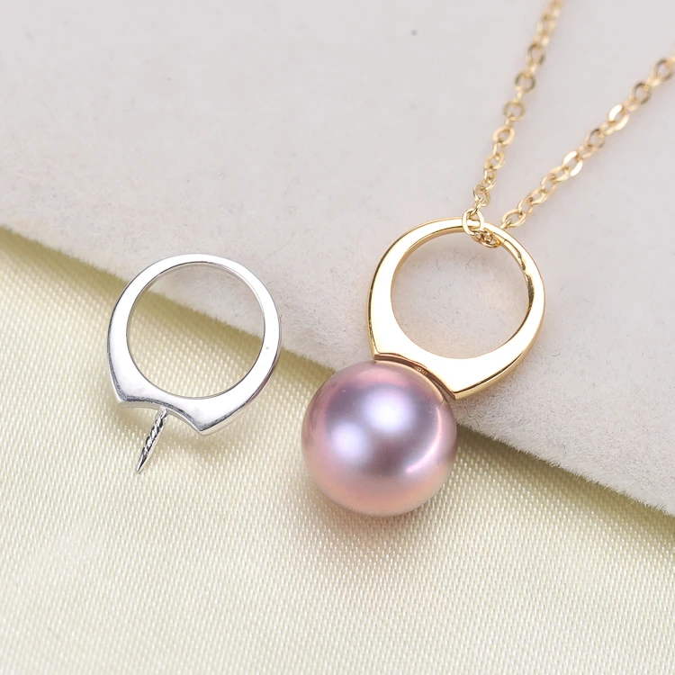 

2 Color 925 Sterling Silver Pearl Pendant Exquisite Necklace Pendant Findings Jewelry Parts Fittings Women Accessories, 3pcs/lot