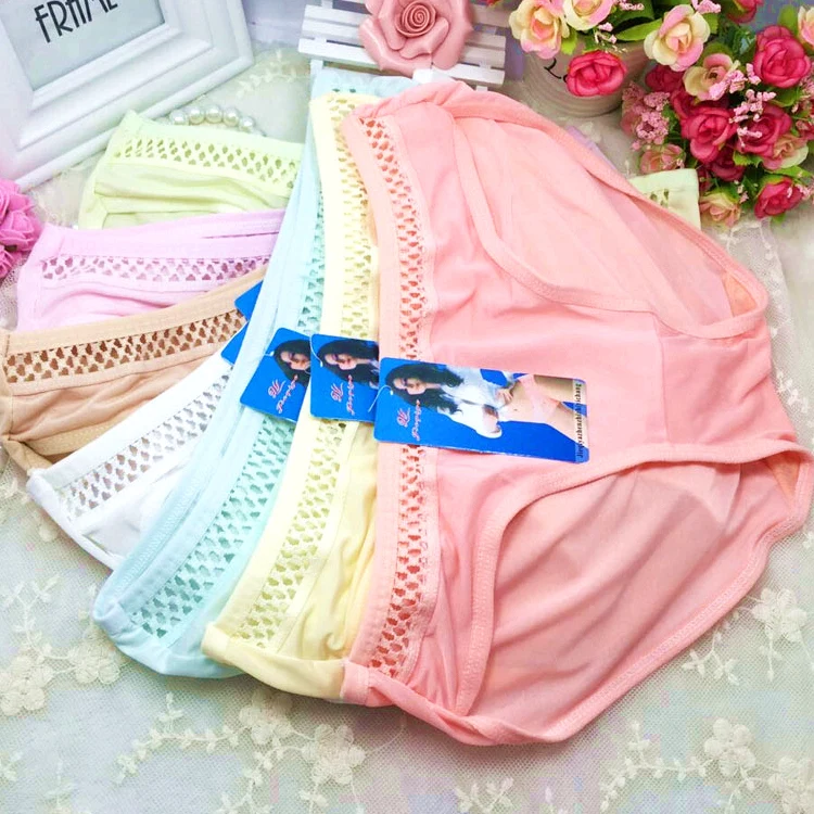 New Cute Silk/Lace Hollow String Girls Briefs Panties Underwear for Women wholesale trade Briefs Knickers Lingerie COUD12