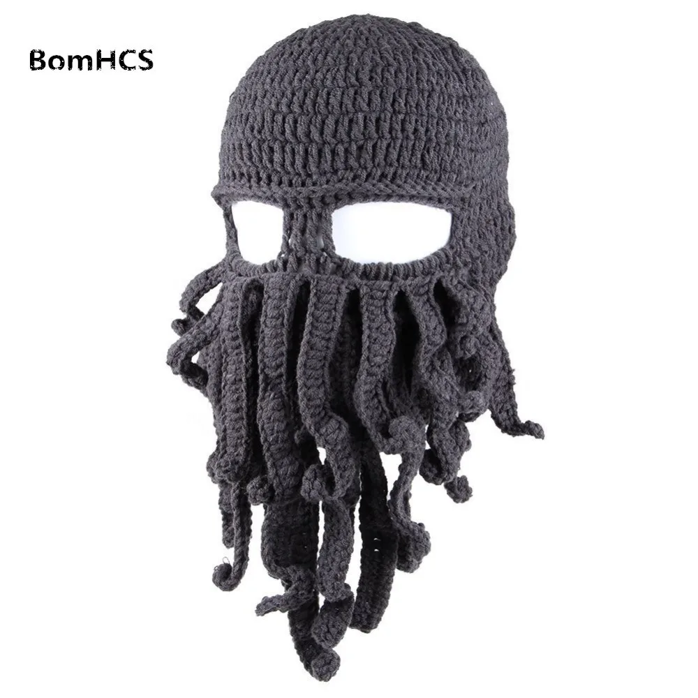 BomHCS 23 Colors Novetly Octopus Beanie Funny Handmade Crochet Cuttlefish Antenna Mask Windproof Hat