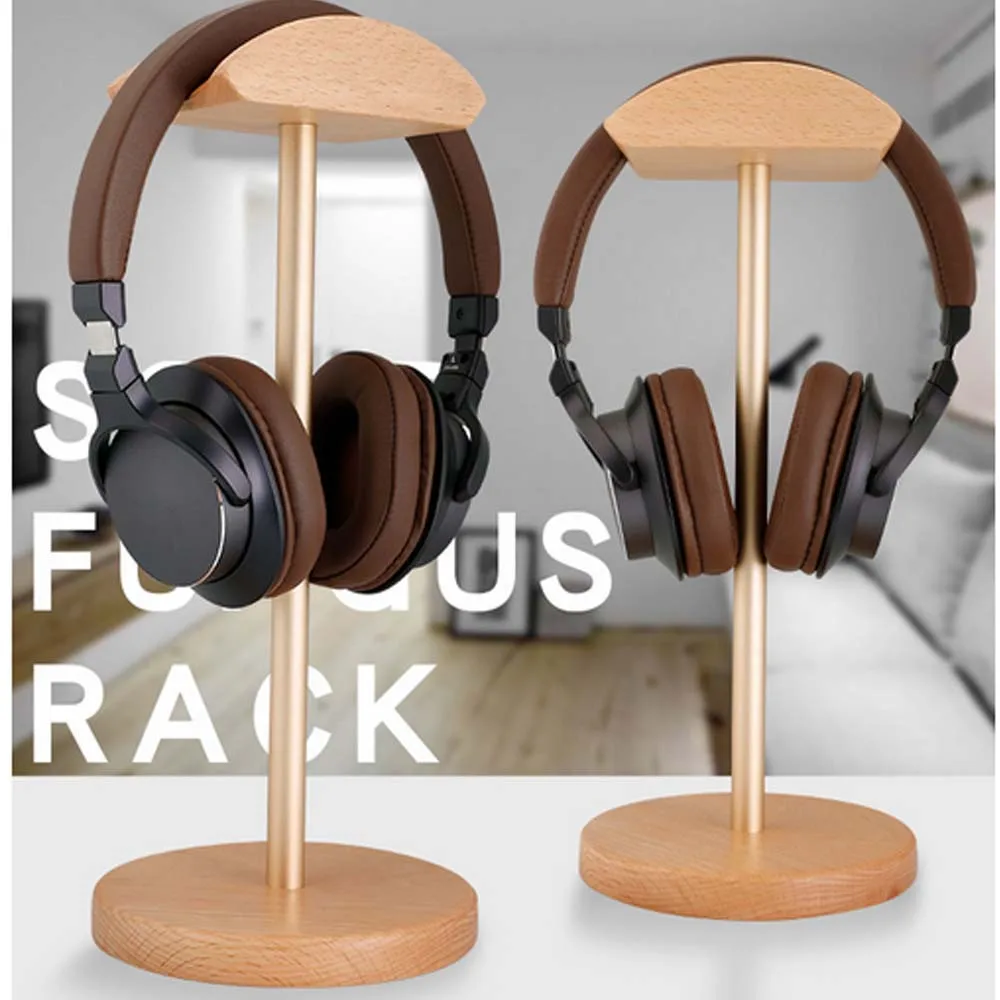 Universal Walnut Headphone Headset Holder Fashion Design Wooden+Aluminum Alloy Earphone Headsets desktop Stand Accessories
