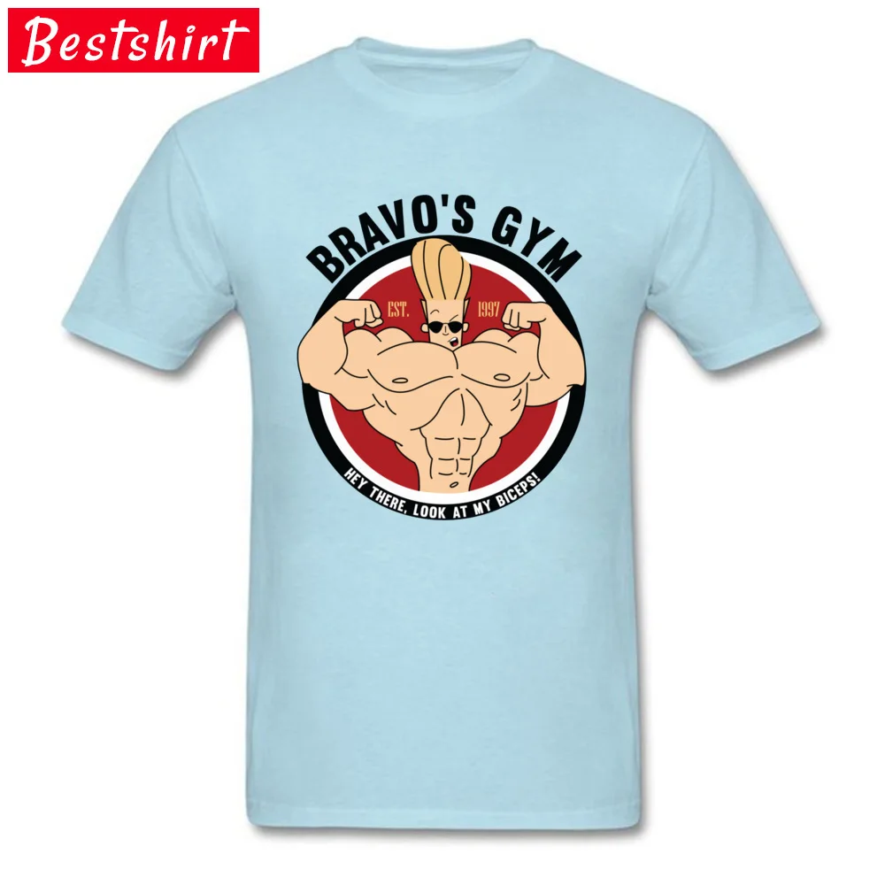 Johnny Bravo Bodybuilding Exercise Funny Tshirt Videogame Muscle Nice Shade Newest Design Comic Boy T Shirts 100% Cotton