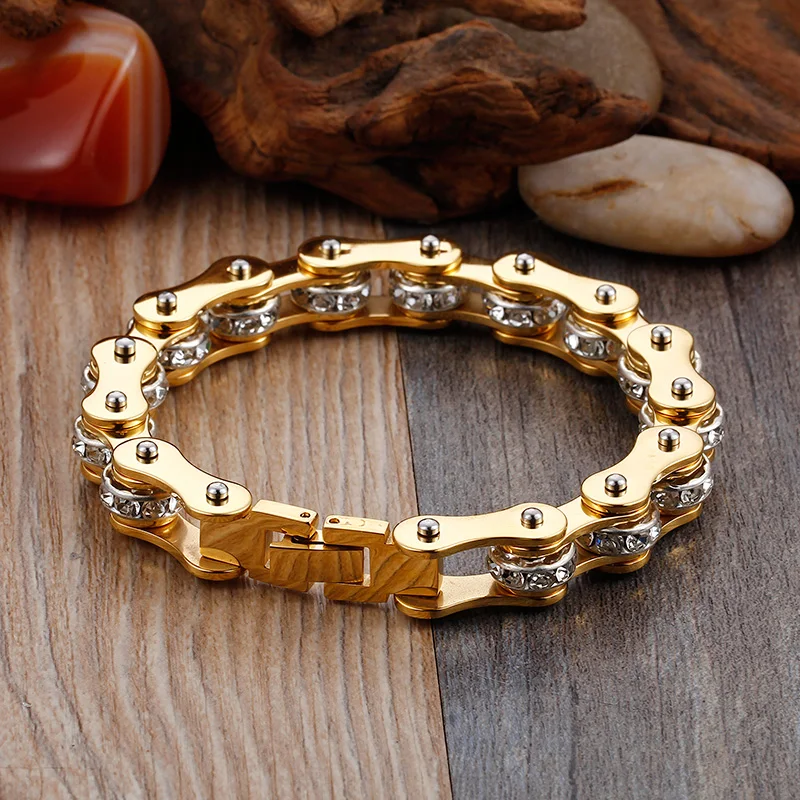 Mannen Armband Gold Color Stainless Steel Bicycle Link Chain Bracelet Men Mens Friendship Bracelets Biker Jewelry Dropshipping