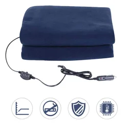 Car Supplies Winter Hot Navy Blue Fleece 12v 135cm Switch Control Car Constant Temperature Heating Blanket Car Electric Blanket