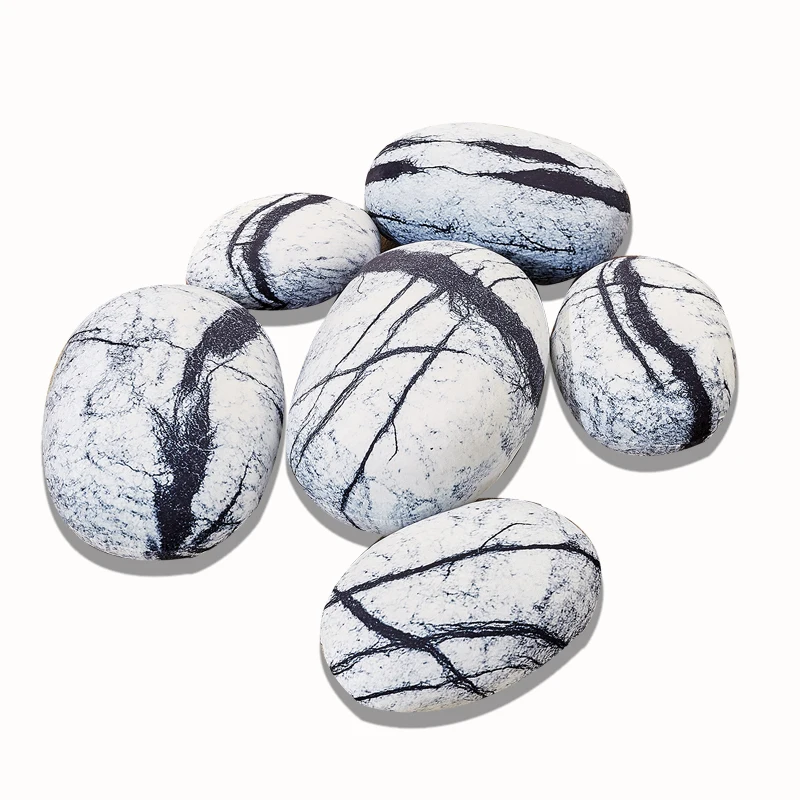 

Dorimytrader 6 Pcs Lot Livingroom Decoration Comet Stone Cushion Baby Natural Garden Stone Pillow Toy ( With Cotton ) DY61079