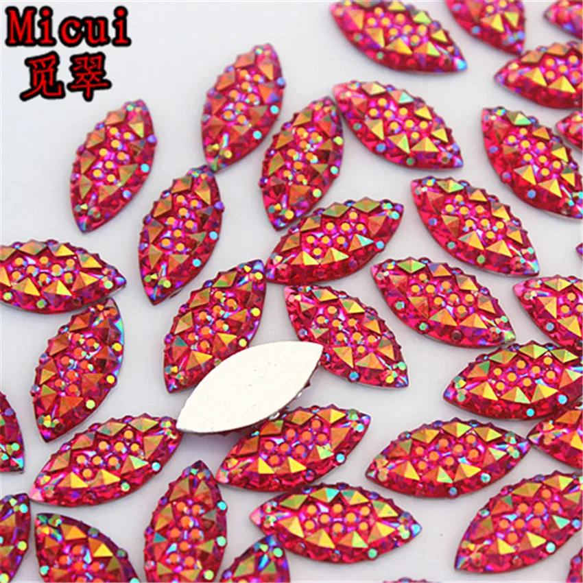 100pcs 7*15mm Marquise Crystal AB Resin Rhinestones Horse Eye Crystals Stones Applique Non Hotfix for DIY Garment Crafts MC192