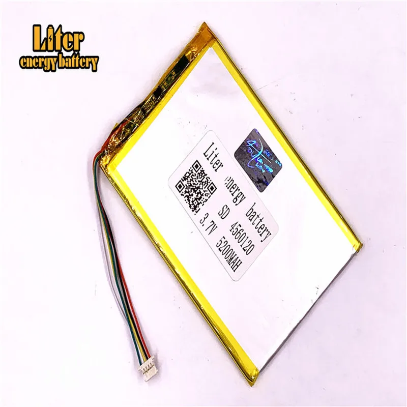 1.0MM 5pin connector 3.7v 4560120 lithium polymer battery with pcm backup 5200mah tablet pc battery