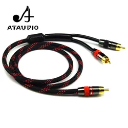 ATAUDIO HIFI Single RCA to  Dual RCA Subwoofer audio cable Pure Copper One Sub-2 Splitter Y RCA Cable