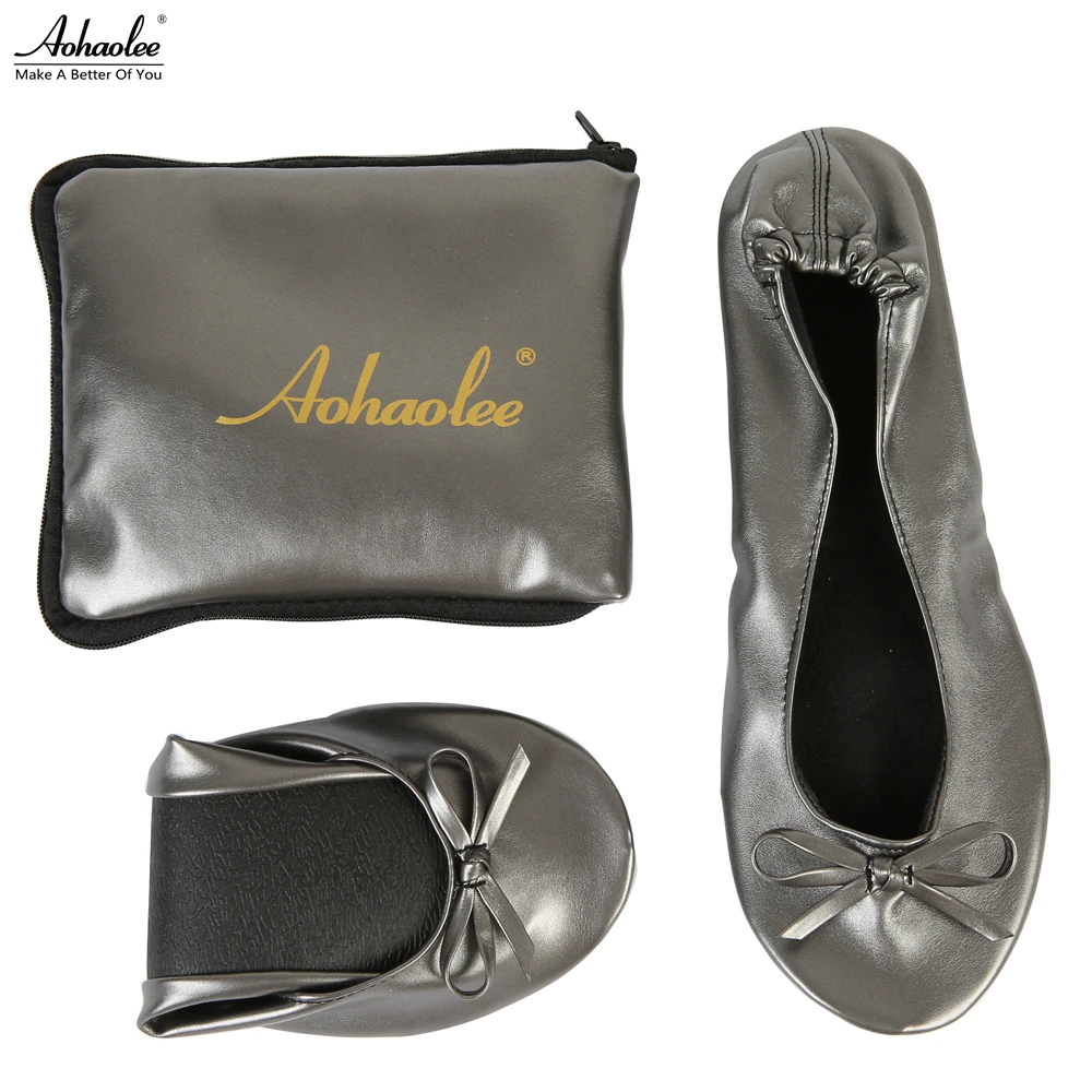 Aohaolee After Party Shoes Fashion Women Shoes Flats Portable Fold Up Bridal Prom Ballerinas Flat Shoes Roll Up Foldable Ballets