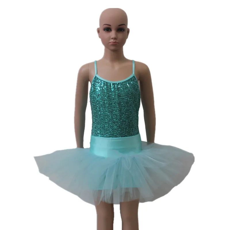 

Girls Kids Toddlers Light Blue Ballet Tutus Sequin Bodice Camisole Leotard Dance Costume Performance