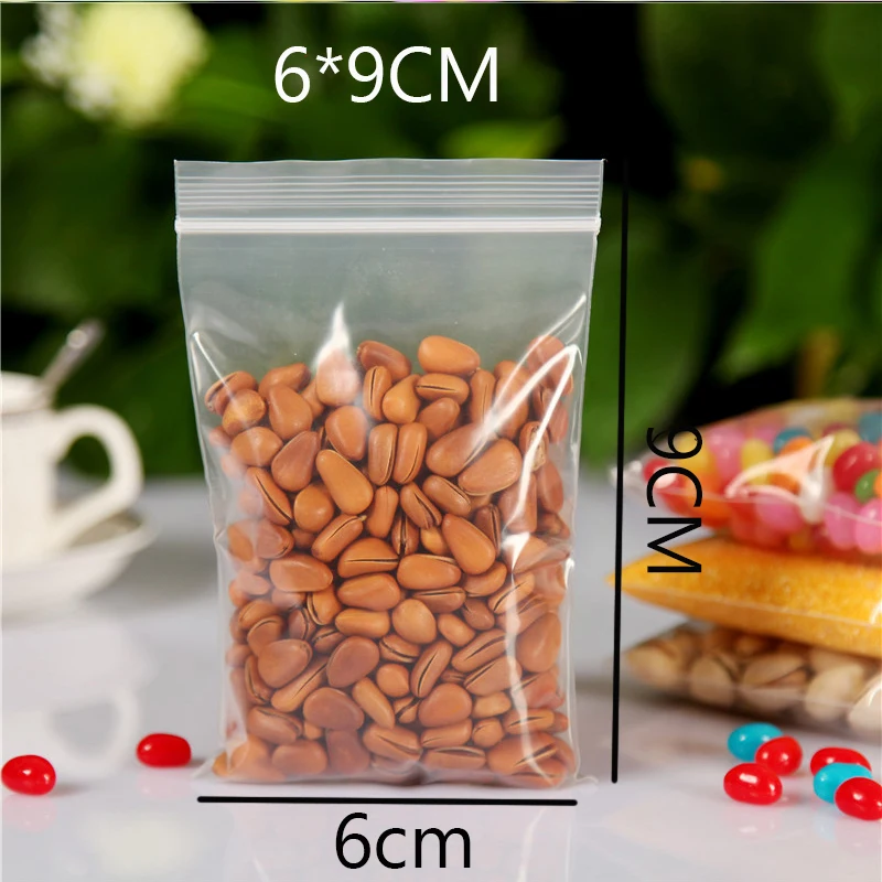 High Quality 200pcs/lot Jewelry Ziplock Zip Zipped Lock Reclosable Plastic Poly Clear Bags Vacuum Bag 6x9cm Thickness 0.2mm