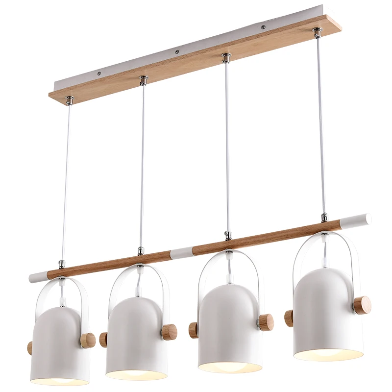 

Nordic European 4 Heads Pendant Lights For Dinning Room Restaurant Modern Wooden Pendant Lamp Hanging Lights 110-240V