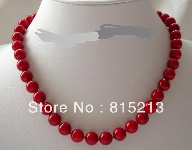 

ddh00261 stunning 10mm round red crude coral beads necklace 14K